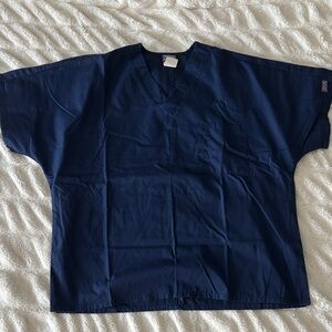 Navy Blue V-Neck Scrub Top